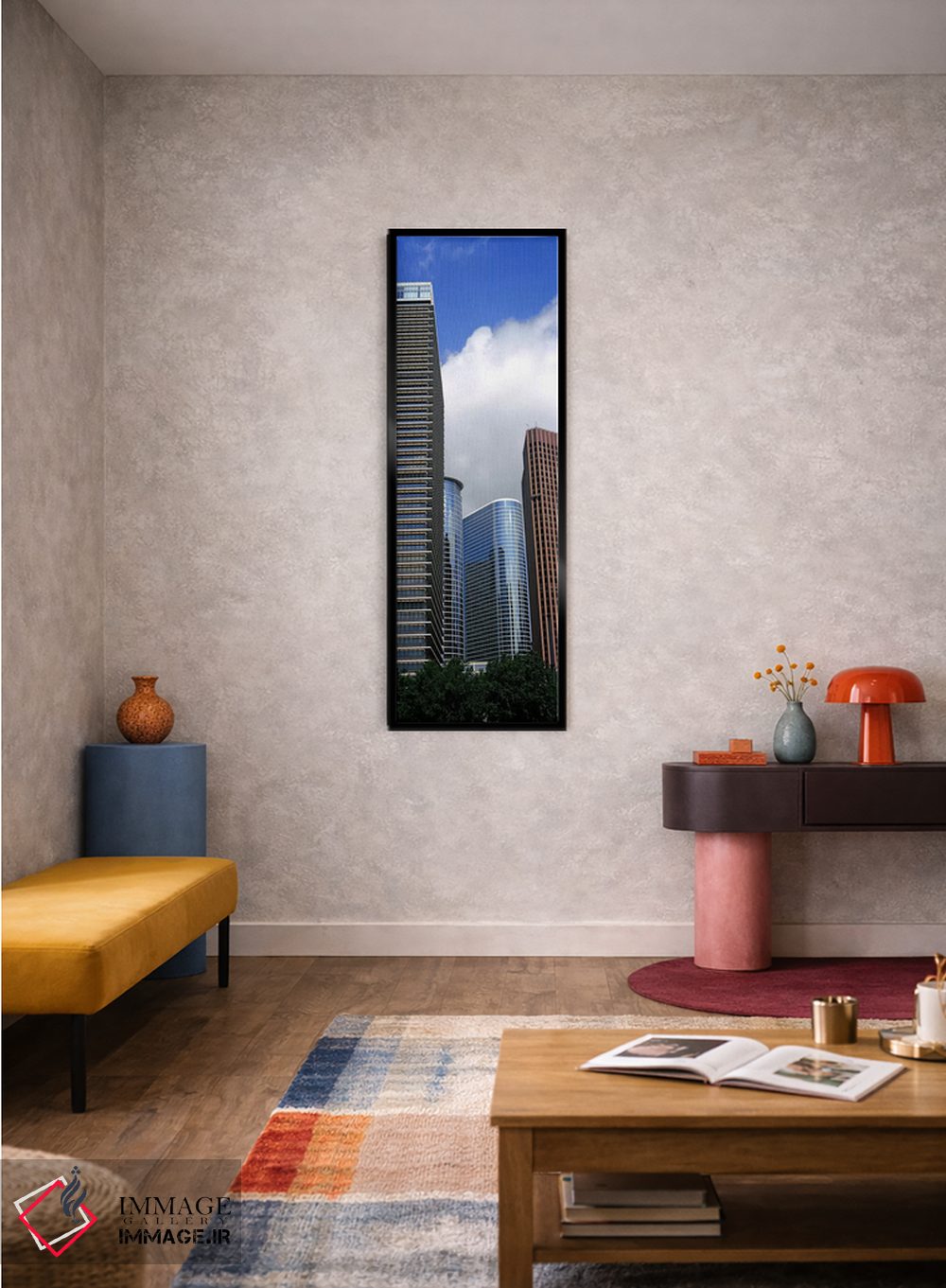 تابلو دکوراتیو نمای پایین از ساختمان ها در یک شهر، برج وج، ساختمان اکس… اثر پانورامیک ایمجز - D4B
