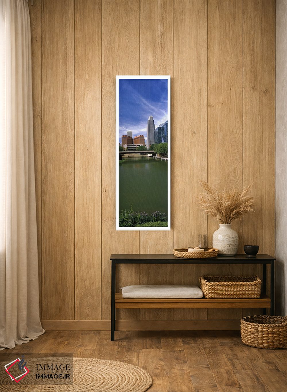 تابلو دکوراتیو ساختمان ها در کنار آب، اوماها، نبراسکا، ایالات متحده آم… اثر پانورامیک ایمجز - D1W