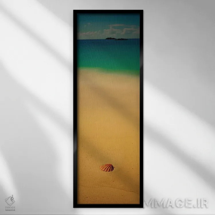 تابلو دکوراتیو صدف دریایی بر روی ساحل، جزیره کات، باهاما اثر پانورامیک ایمجز - نمای قابدار مشکی