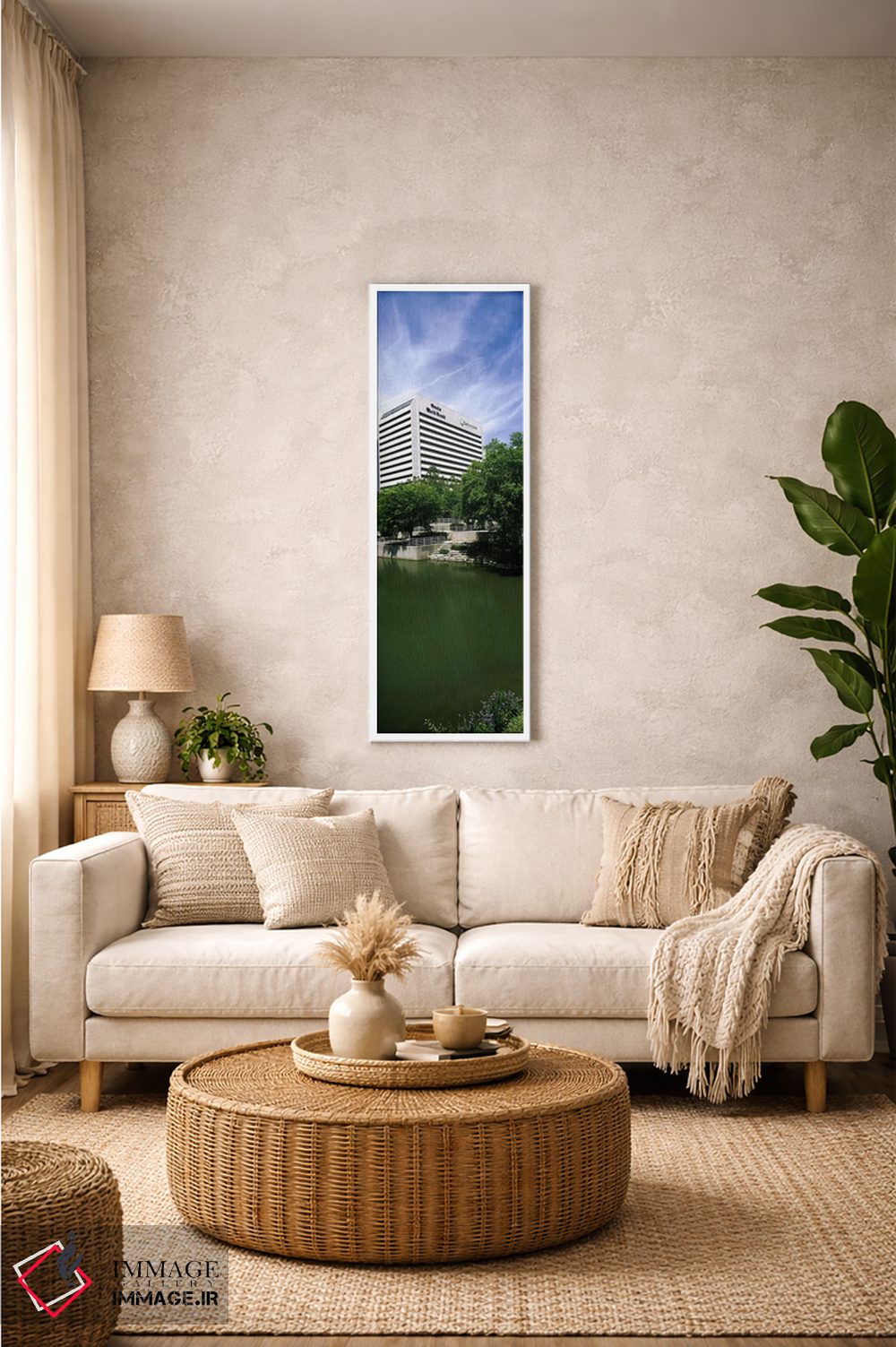 تابلو دکوراتیو ساختمان در کنار آب، ساختمان کوئست، اوماها، نبراسکا، ایا… اثر پانورامیک ایمجز - D1W