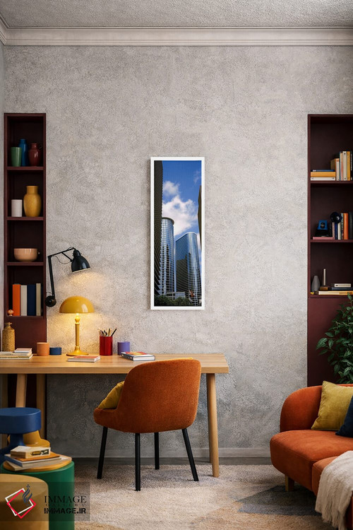 تابلو دکوراتیو نمای پایین از ساختمان ها در یک شهر، برج وج، ساختمان اکس… اثر پانورامیک ایمجز - D3W