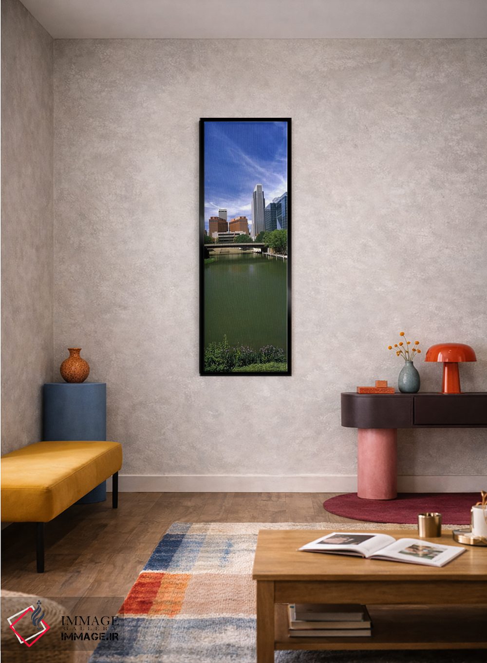 تابلو دکوراتیو ساختمان ها در کنار آب، اوماها، نبراسکا، ایالات متحده آم… اثر پانورامیک ایمجز - D4B
