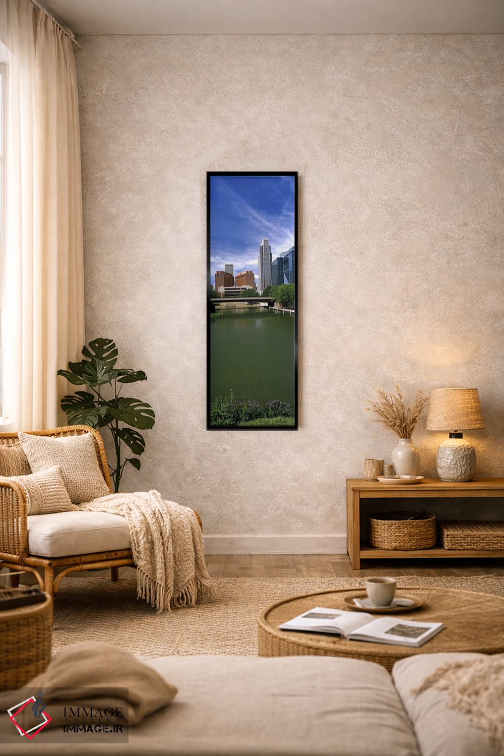 تابلو دکوراتیو ساختمان ها در کنار آب، اوماها، نبراسکا، ایالات متحده آم… اثر پانورامیک ایمجز - D5B