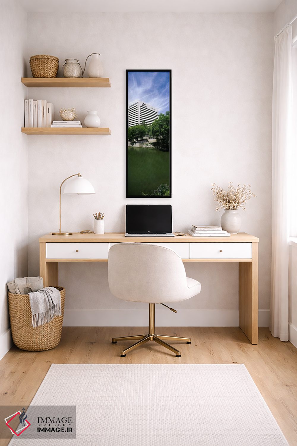 تابلو دکوراتیو ساختمان در کنار آب، ساختمان کوئست، اوماها، نبراسکا، ایا… اثر پانورامیک ایمجز - D5B