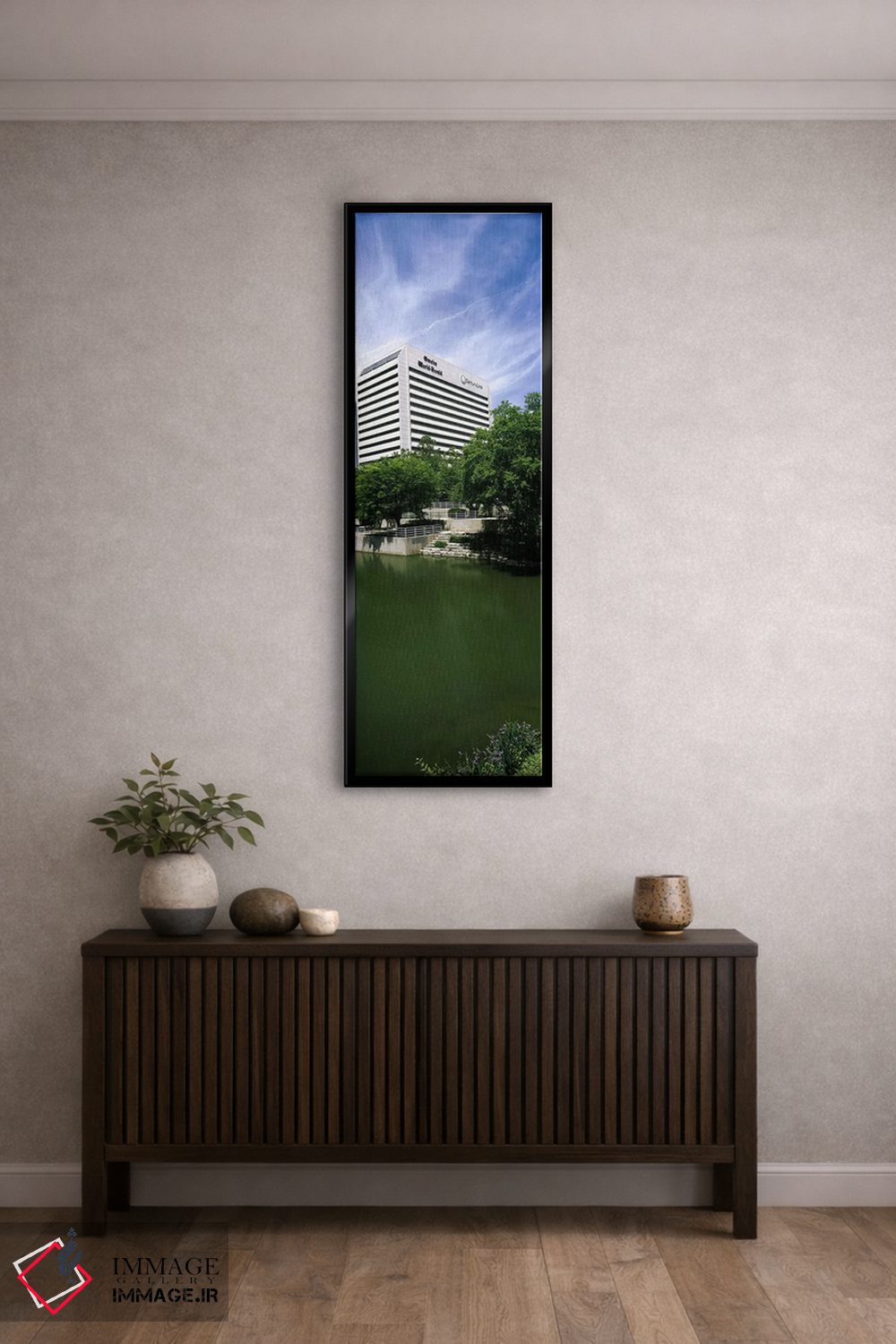 تابلو دکوراتیو ساختمان در کنار آب، ساختمان کوئست، اوماها، نبراسکا، ایا… اثر پانورامیک ایمجز - D6B
