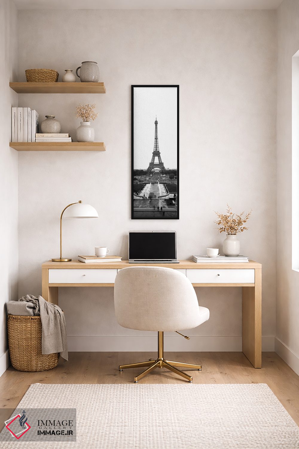 تابلو دکوراتیو Pont d'Iena & Eiffel Tower In B&W, Paris, Ile-De-France… اثر پانورامیک ایمجز - D5B