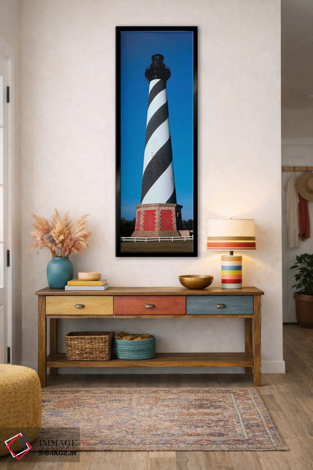 تابلو دکوراتیو "فانوس دریایی کپه هاتراس، جزیره هاتراس، اوتر بنکز، باکس… اثر پانورامیک ایمجز - D2B