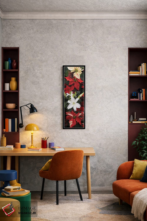 تابلو دکوراتیو گل های پوانستیا نزدیک VII اثر پانورامیک ایمجز - D4B