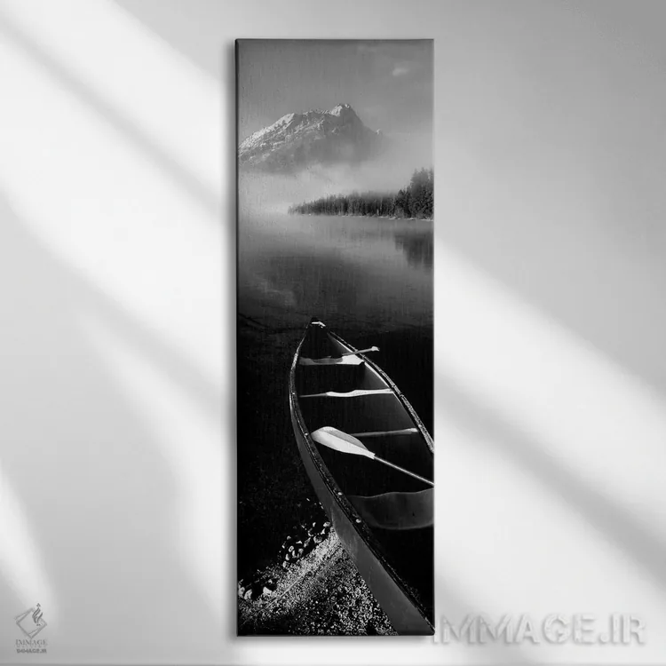 تابلو دکوراتیو "قایق در دریاچه لی، قله راکچاک، رشته کوه تیتون، پارک مل… اثر پانورامیک ایمجز - نمای روبهرو روی دیوار