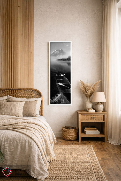 تابلو دکوراتیو "قایق در دریاچه لی، قله راکچاک، رشته کوه تیتون، پارک مل… اثر پانورامیک ایمجز - D1W