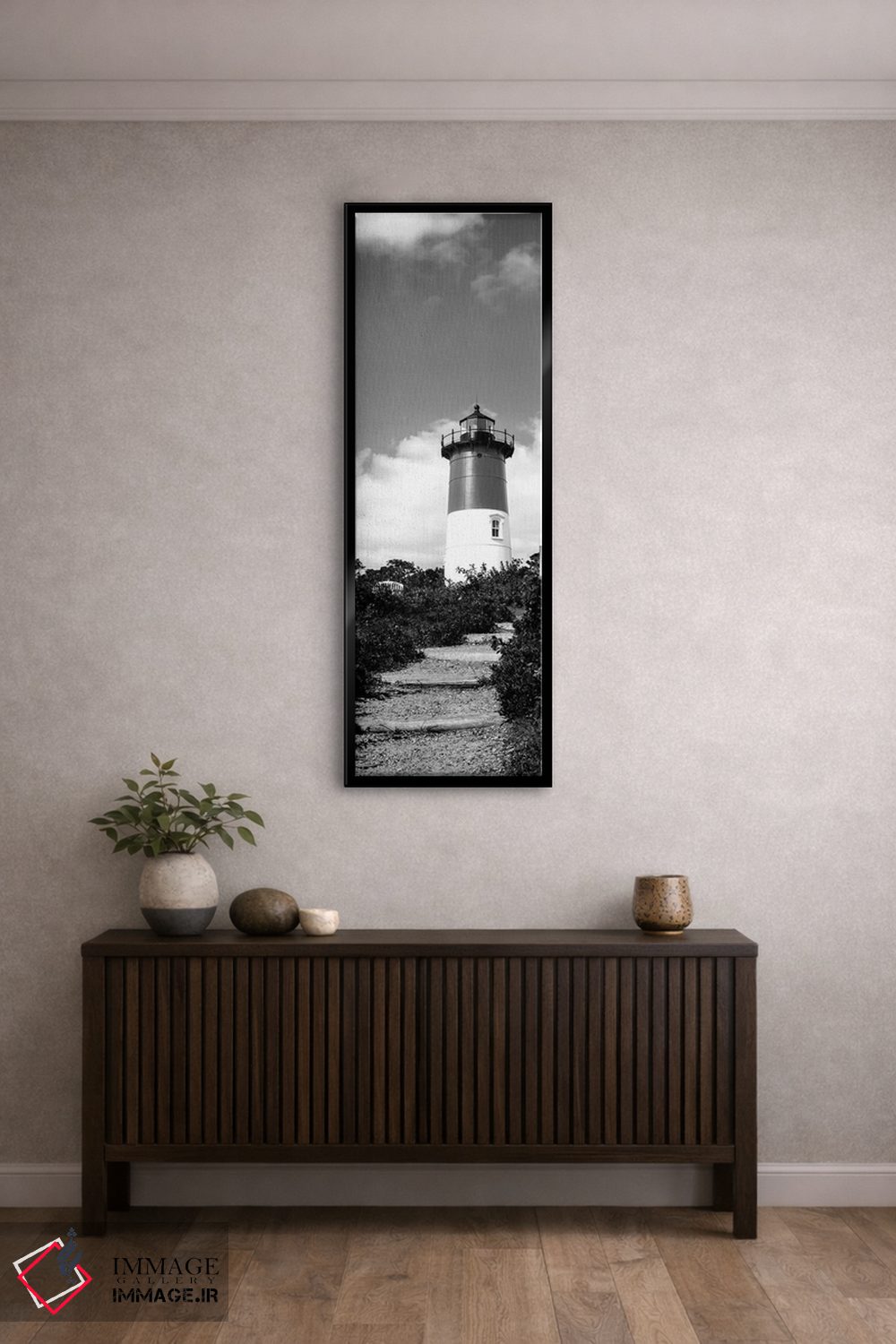 تابلو دکوراتیو "نمای زاویه پایین از فانوس دریایی نوسیت، ساحل نوسیت، ای… اثر پانورامیک ایمجز - D4B