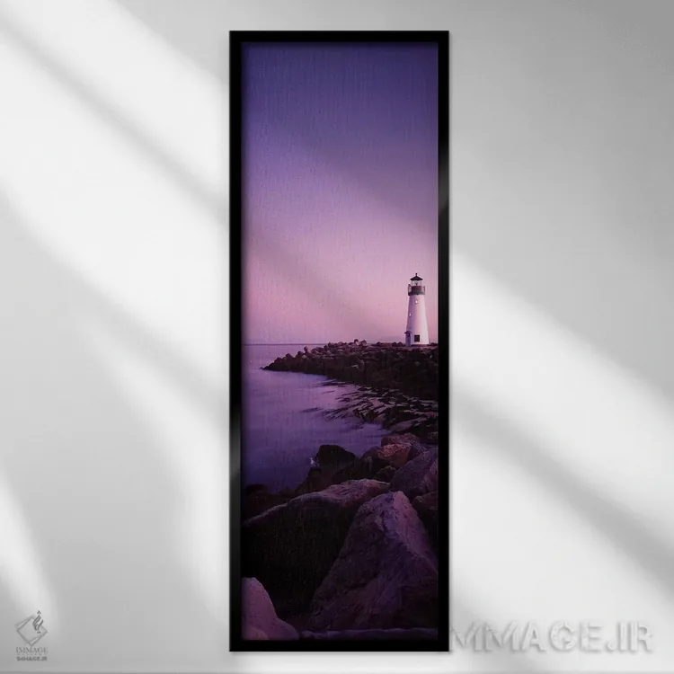 تابلو دکوراتیو "فانوس دریایی والتون در هنگام غروب بنفش، سانتا کروز، کا… اثر پانورامیک ایمجز - نمای قابدار مشکی