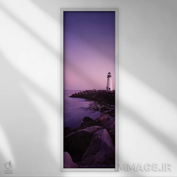 تابلو دکوراتیو "فانوس دریایی والتون در هنگام غروب بنفش، سانتا کروز، کا… اثر پانورامیک ایمجز - نمای قابدار سفید