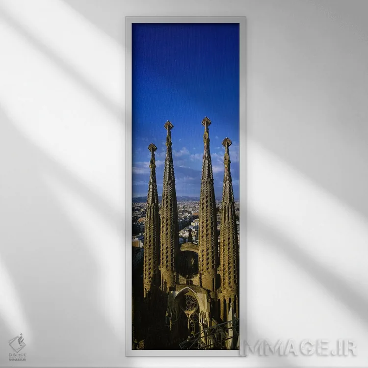 تابلو دکوراتیو Sagrada Familia, Barcelona, Catalonia, Spain,نمای بخش ب… اثر پانورامیک ایمجز - نمای قابدار سفید