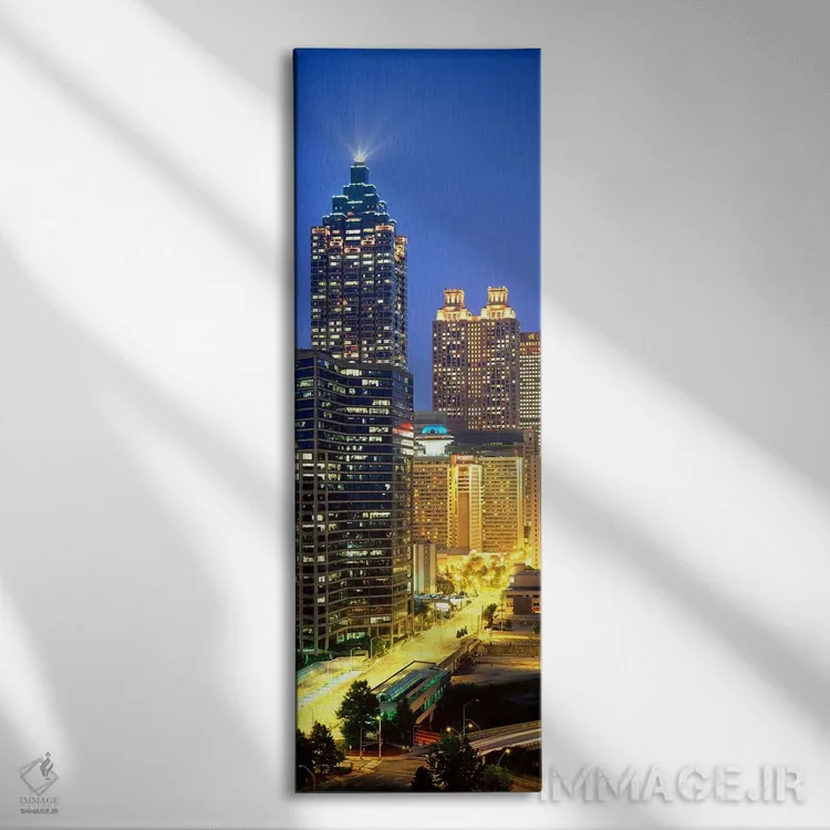 تابلو دکوراتیو Atlanta, Georgia, USA,آسمان خراش های نورانی در شب، آتلا… اثر پانورامیک ایمجز - نمای روبهرو روی دیوار