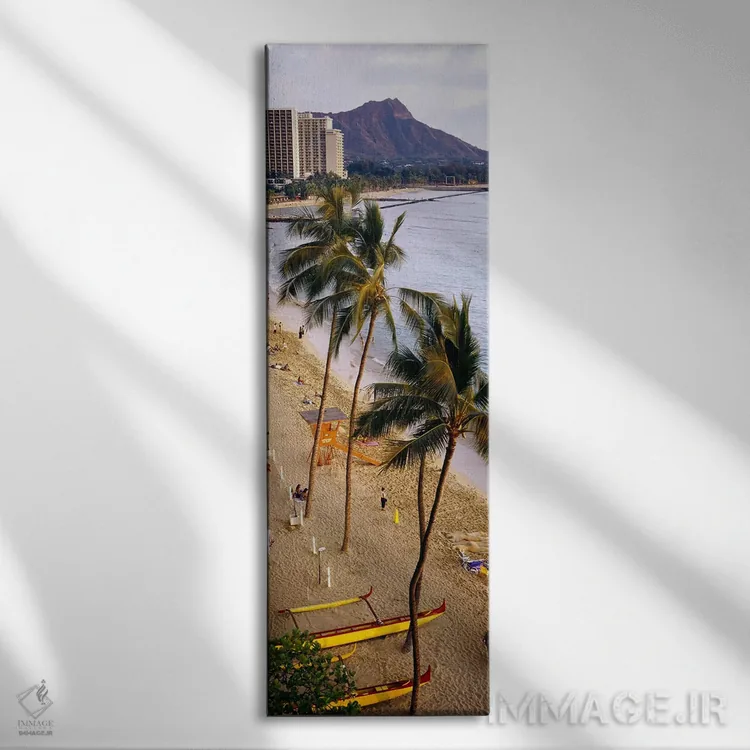 تابلو دکوراتیو Waikiki Beach, Honolulu, Oahu, Hawaii, USA,نمای بالا از… اثر پانورامیک ایمجز - نمای روبهرو روی دیوار
