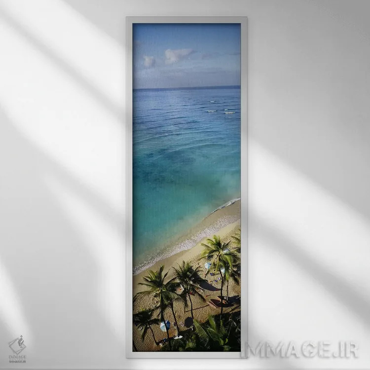تابلو دکوراتیو Waikiki Beach, Honolulu, Oahu, Hawaii, USA,نمای بالا از… اثر پانورامیک ایمجز - نمای قابدار سفید