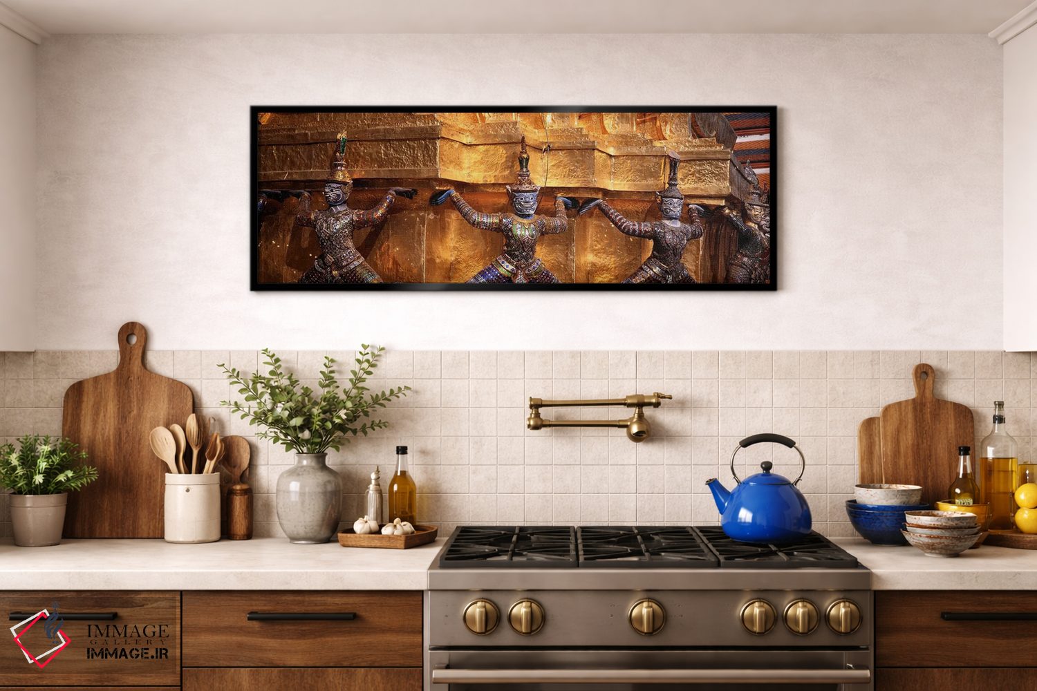 تابلو دکوراتیو Bangkok, Thailand,نمای نزدیک از مجسمه ها در معبد، گرند… اثر پانورامیک ایمجز - D2B