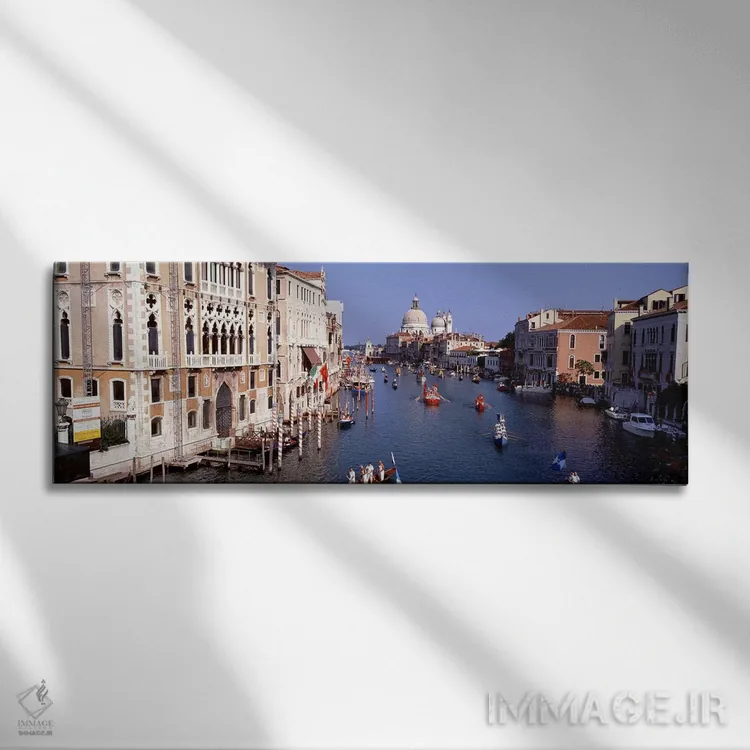 تابلو دکوراتیو Venice, Italy,فعالیت روزمره گوندولاها در کانال بزرگ، ون… اثر پانورامیک ایمجز - نمای روبهرو روی دیوار