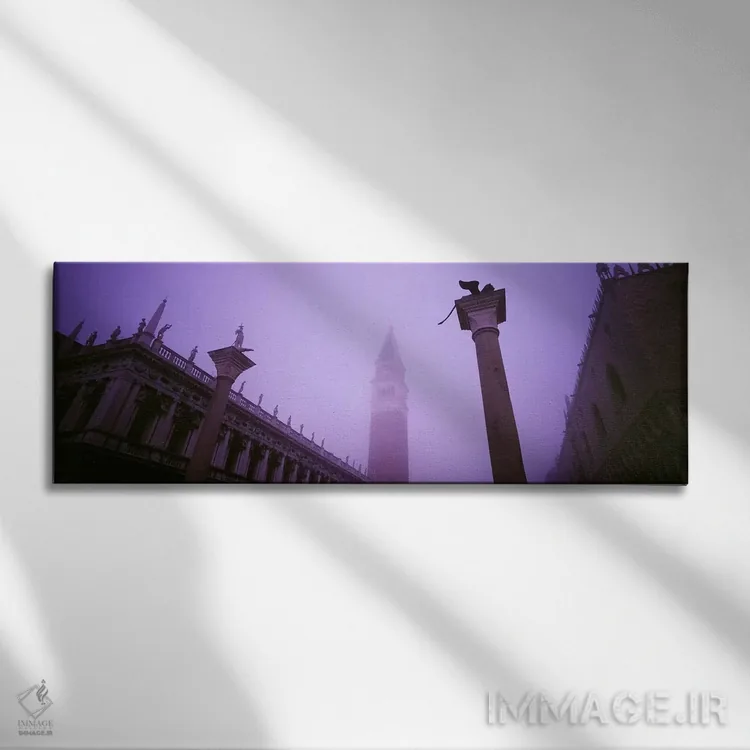 تابلو دکوراتیو St. Mark's Square, Venice, Italy,نمای مه آلود برج ناقوس… اثر پانورامیک ایمجز - نمای روبهرو روی دیوار