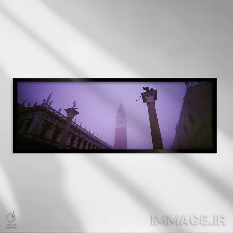 تابلو دکوراتیو St. Mark's Square, Venice, Italy,نمای مه آلود برج ناقوس… اثر پانورامیک ایمجز - نمای قابدار مشکی