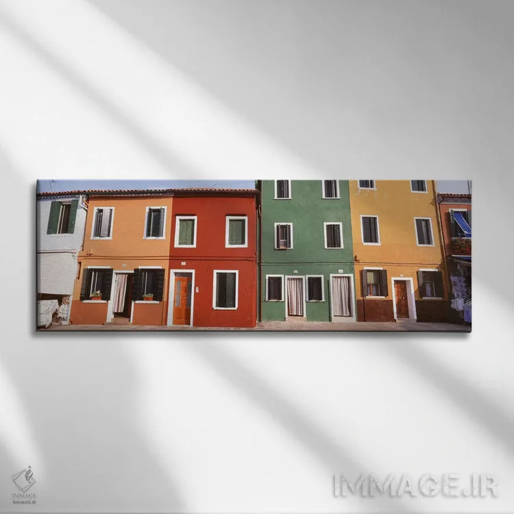 تابلو دکوراتیو Burano, Venetian Lagoon, Italy,ساختمان های پررنگ و زیبا… اثر پانورامیک ایمجز - نمای روبهرو روی دیوار