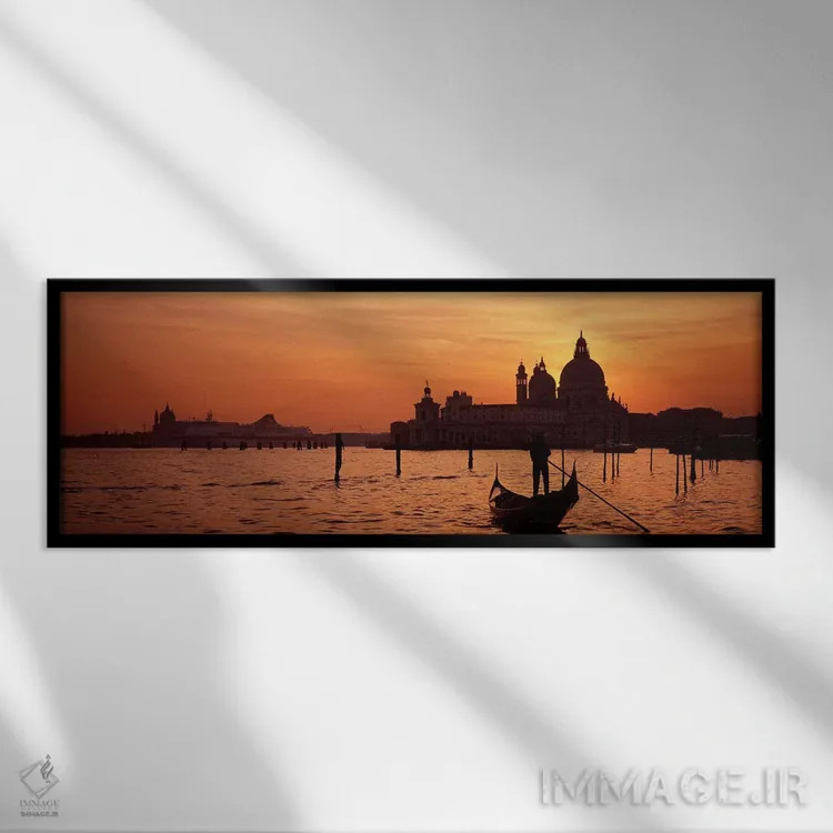 تابلو دکوراتیو Venice, Italy,سانتا ماریا دلا سالوته با یک گوندولیر و ق… اثر پانورامیک ایمجز - نمای قابدار مشکی