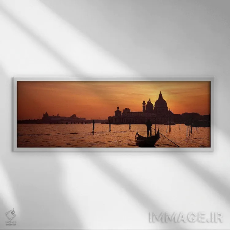 تابلو دکوراتیو Venice, Italy,سانتا ماریا دلا سالوته با یک گوندولیر و ق… اثر پانورامیک ایمجز - نمای قابدار سفید