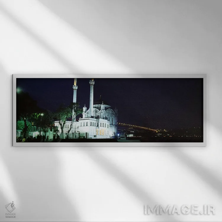 تابلو دکوراتیو Ortakoy Mosque, Bosphorus Bridge, Istanbul, Turkey,مسجد… اثر پانورامیک ایمجز - نمای قابدار سفید