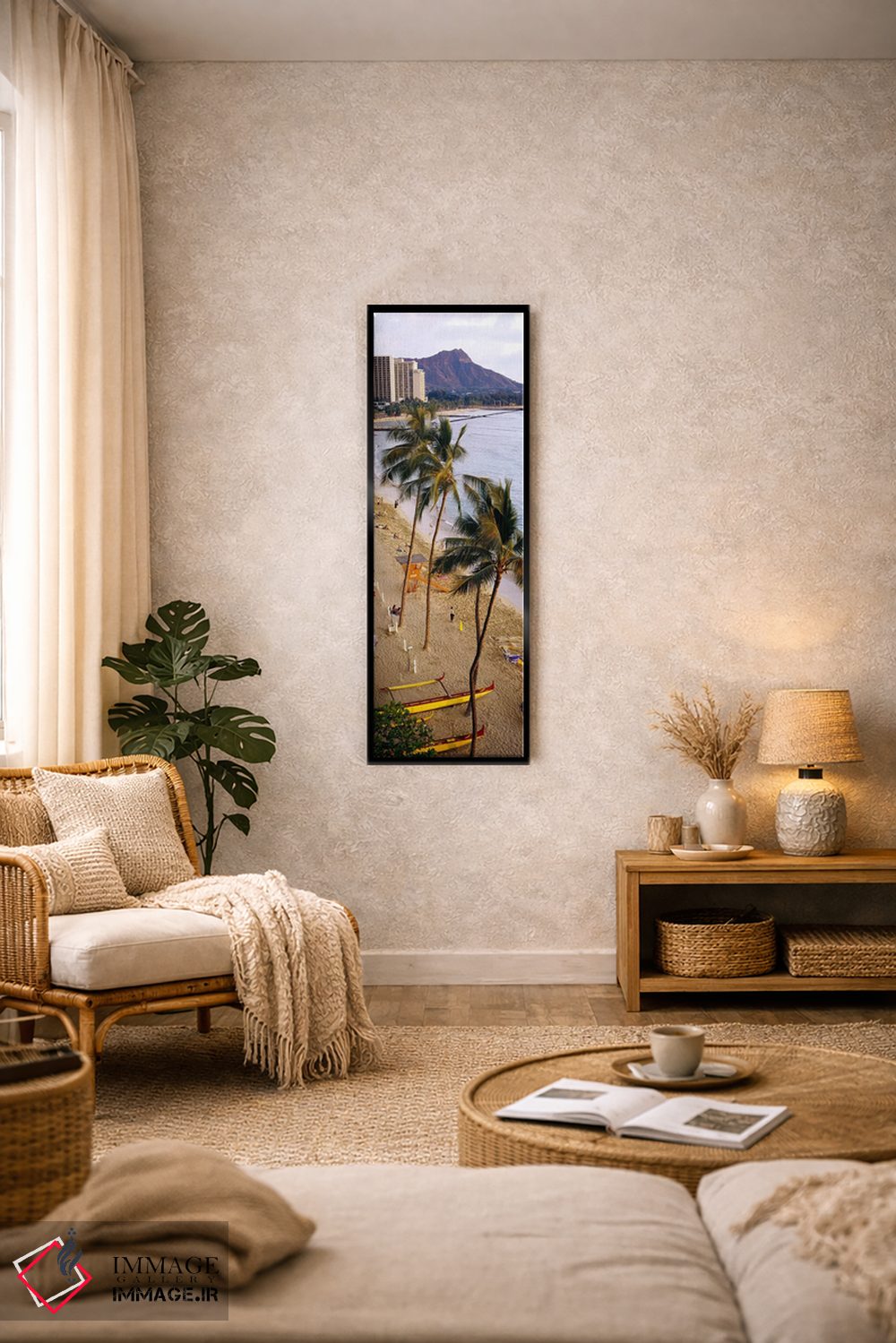 تابلو دکوراتیو Waikiki Beach, Honolulu, Oahu, Hawaii, USA,نمای بالا از… اثر پانورامیک ایمجز - D4B