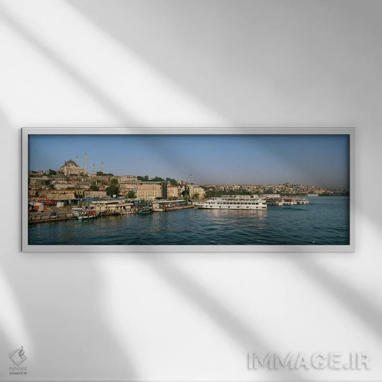تابلو دکوراتیو Istanbul, Turkey,ساختمان های کنار آب، استانبول، ترکیه اثر پانورامیک ایمجز - نمای قابدار سفید