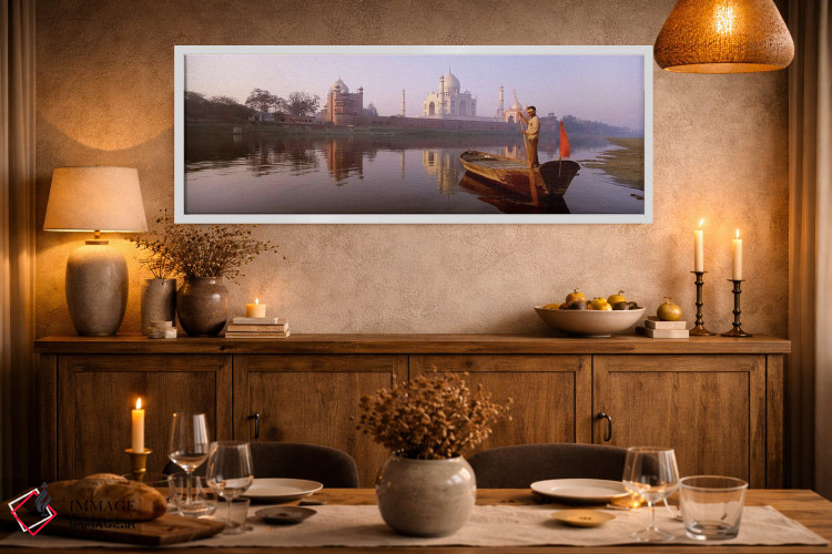 تابلو دکوراتیو Yamuna River, Agra, Uttar Pradesh, India,گوندولیر و قای… اثر پانورامیک ایمجز - D1W