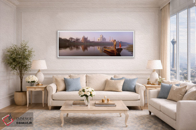 تابلو دکوراتیو Yamuna River, Agra, Uttar Pradesh, India,گوندولیر و قای… اثر پانورامیک ایمجز - D4W