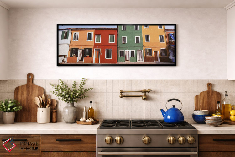 تابلو دکوراتیو Burano, Venetian Lagoon, Italy,ساختمان های پررنگ و زیبا… اثر پانورامیک ایمجز - D2B