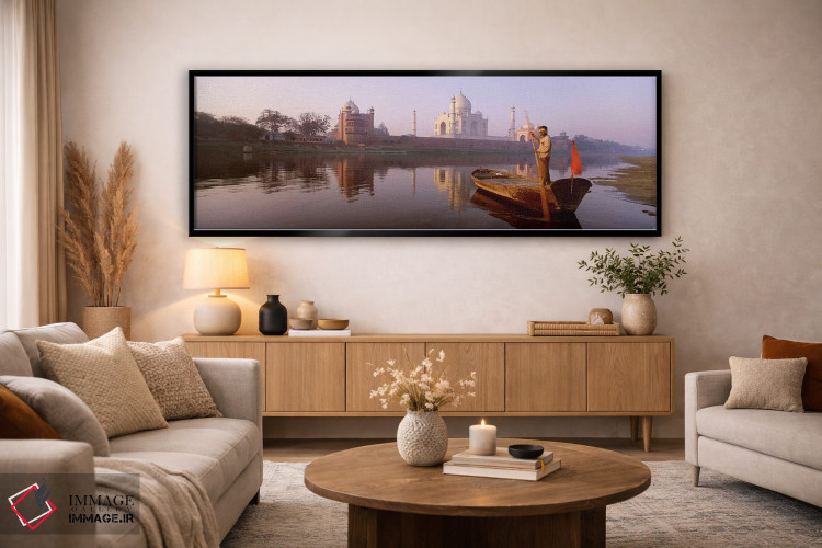 تابلو دکوراتیو Yamuna River, Agra, Uttar Pradesh, India,گوندولیر و قای… اثر پانورامیک ایمجز - D5B