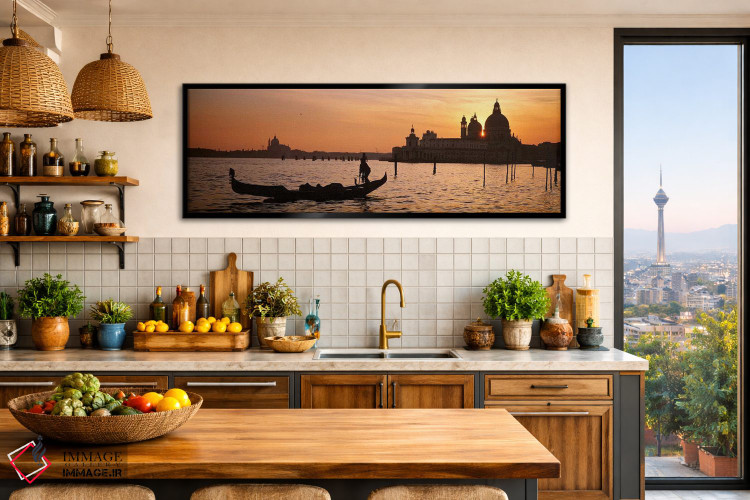 تابلو دکوراتیو Santa Maria Della Salute, Venice, Italy,سیلوئت یک گوندو… اثر پانورامیک ایمجز - D2B