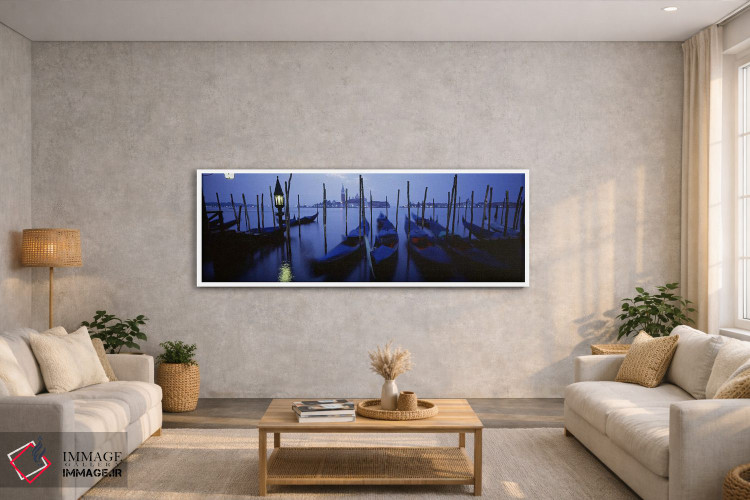 تابلو دکوراتیو Grand Canal, Venice, Italy,قایق های گوندولا پهلوگرفته… اثر پانورامیک ایمجز - D2W