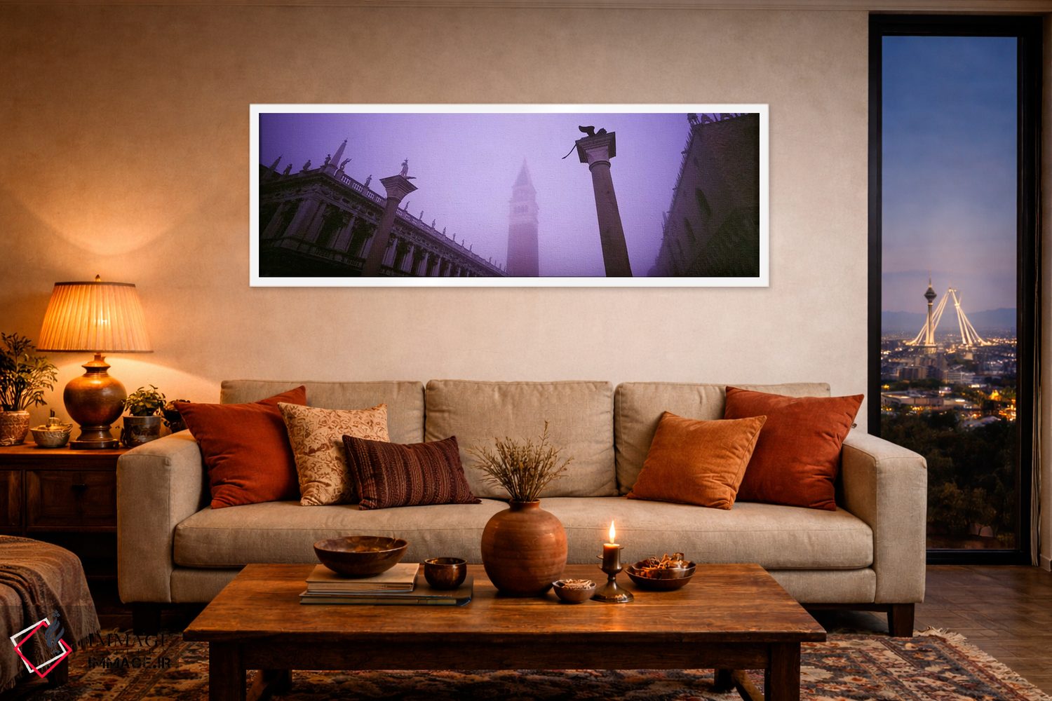 تابلو دکوراتیو St. Mark's Square, Venice, Italy,نمای مه آلود برج ناقوس… اثر پانورامیک ایمجز - D4W