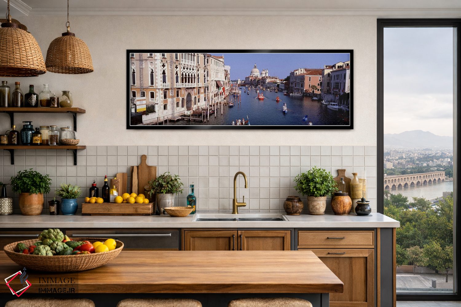 تابلو دکوراتیو Venice, Italy,فعالیت روزمره گوندولاها در کانال بزرگ، ون… اثر پانورامیک ایمجز - D3B