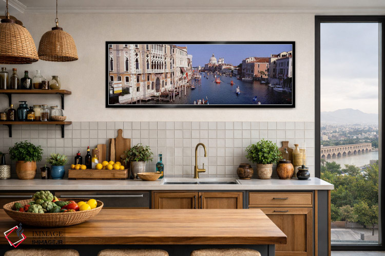تابلو دکوراتیو Venice, Italy,فعالیت روزمره گوندولاها در کانال بزرگ، ون… اثر پانورامیک ایمجز - D3B