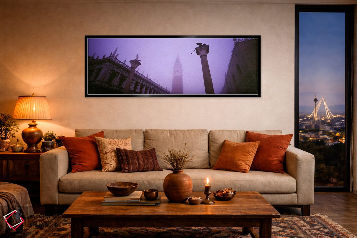 تابلو دکوراتیو St. Mark's Square, Venice, Italy,نمای مه آلود برج ناقوس… اثر پانورامیک ایمجز - D5B