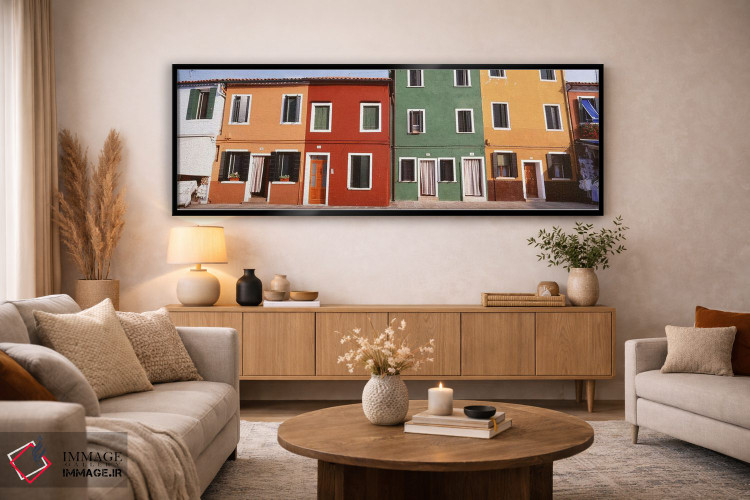 تابلو دکوراتیو Burano, Venetian Lagoon, Italy,ساختمان های پررنگ و زیبا… اثر پانورامیک ایمجز - D5B