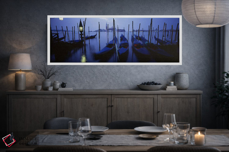 تابلو دکوراتیو Grand Canal, Venice, Italy,قایق های گوندولا پهلوگرفته… اثر پانورامیک ایمجز - D3W