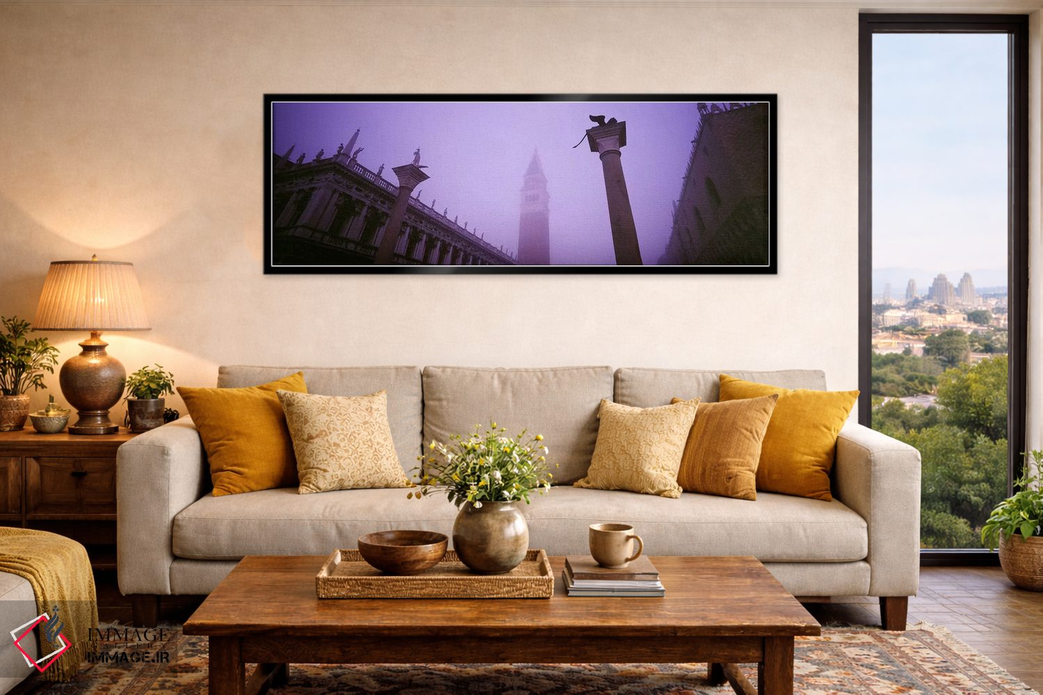 تابلو دکوراتیو St. Mark's Square, Venice, Italy,نمای مه آلود برج ناقوس… اثر پانورامیک ایمجز - D6B