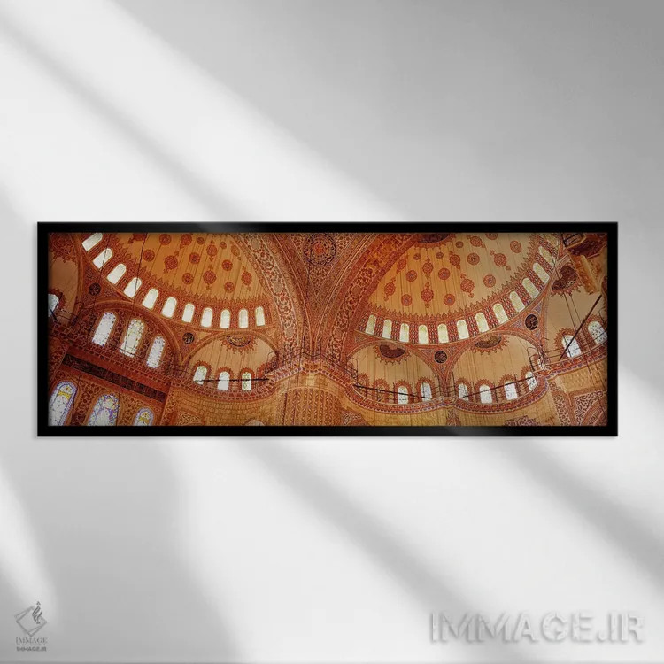 تابلو دکوراتیو Blue Mosque, Istanbul, Turkey,فضای داخلی مسجد کبود، است… اثر پانورامیک ایمجز - نمای قابدار مشکی