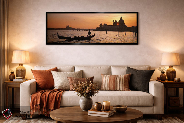 تابلو دکوراتیو Santa Maria Della Salute, Venice, Italy,سیلوئت یک گوندو… اثر پانورامیک ایمجز - D6B