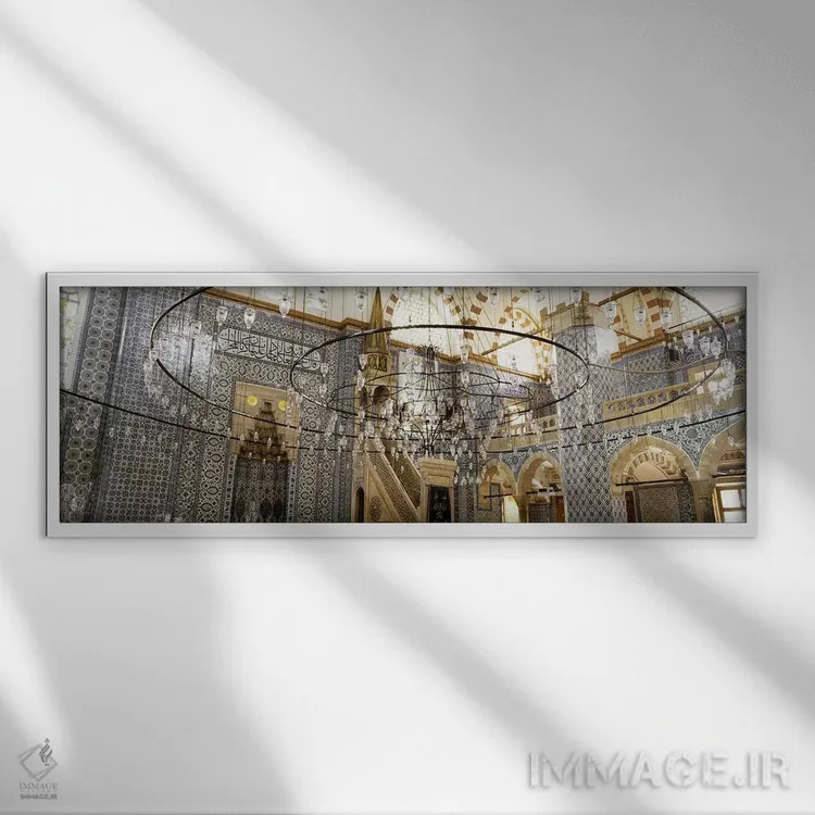 تابلو دکوراتیو Rustem Pasa Mosque, Istanbul, Turkey,فضای داخلی مسجد رس… اثر پانورامیک ایمجز - نمای قابدار سفید