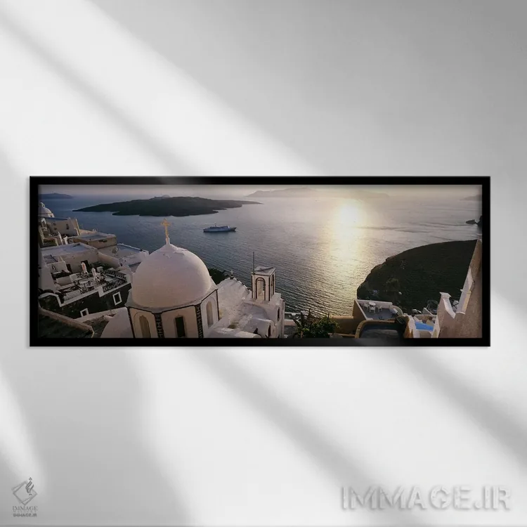 تابلو دکوراتیو Santorini, Cyclades Islands, Greece,نمای زاویه بالا از… اثر پانورامیک ایمجز - نمای قابدار مشکی