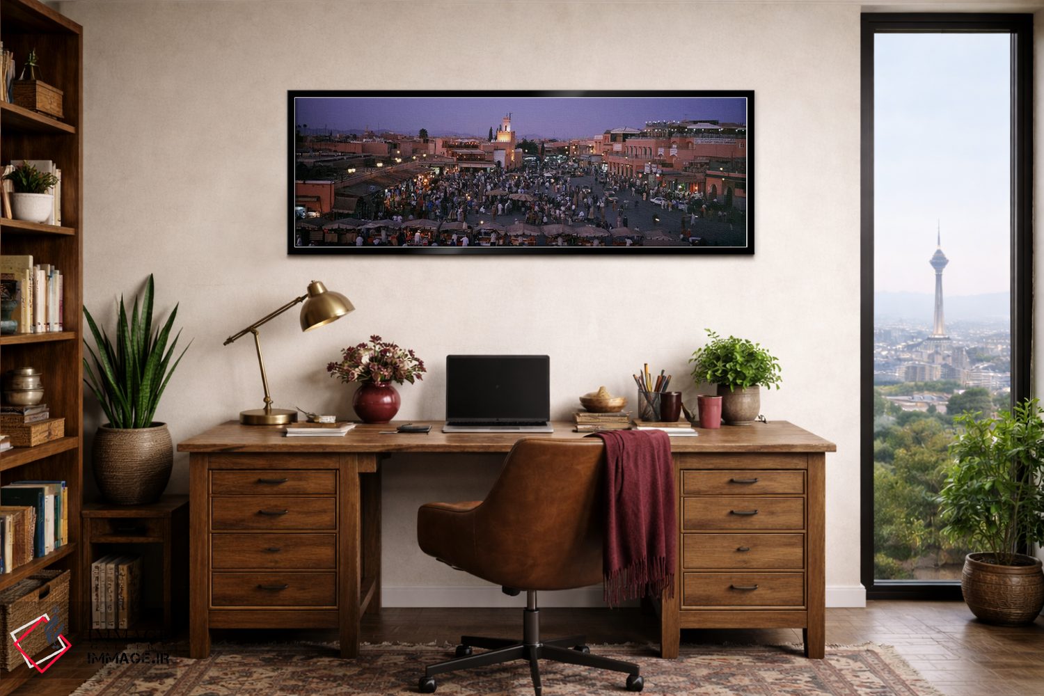 تابلو دکوراتیو Marrakech, Morocco,جامع الفنا در شب، مراکش اثر پانورامیک ایمجز - D2B