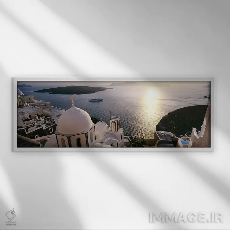 تابلو دکوراتیو Santorini, Cyclades Islands, Greece,نمای زاویه بالا از… اثر پانورامیک ایمجز - نمای قابدار سفید